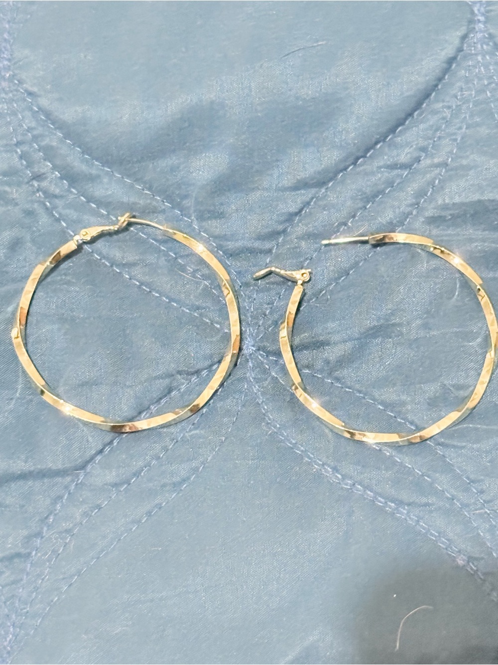 Gold-Tone Textured Hoop Earrings - Classic Women's Jewelry